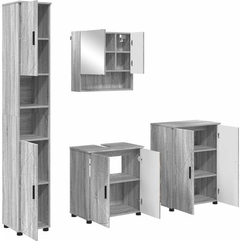 Maison Exclusive - Set di mobili per il bagno 4 pz Grigio Sonoma 61 x 35 x 64 cm (1/5)