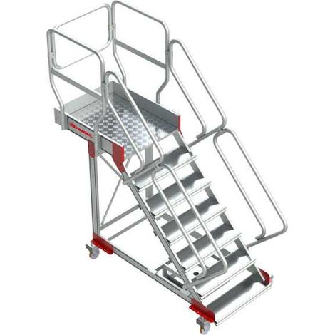 Escalera de aluminio con plataforma y vuelo Inclinación de 45 Altura hasta la plataforma 1,90 m SB45-09 FARAONE (1/4)