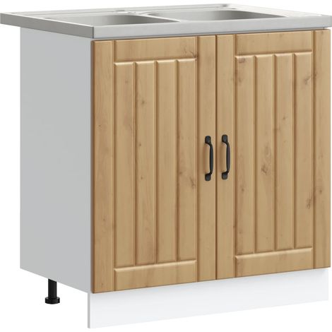 Maison Exclusive - Mobiletto per lavabo con porta Lucca 2 pcs Rovere artigianale