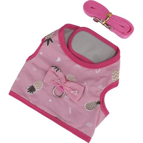 Harnais pour petits animaux de compagnie avec laisse, mignon, respirant et réglable, gilet de traction pour lapins, hamsters, chats et cochons d'Inde. (1/5)