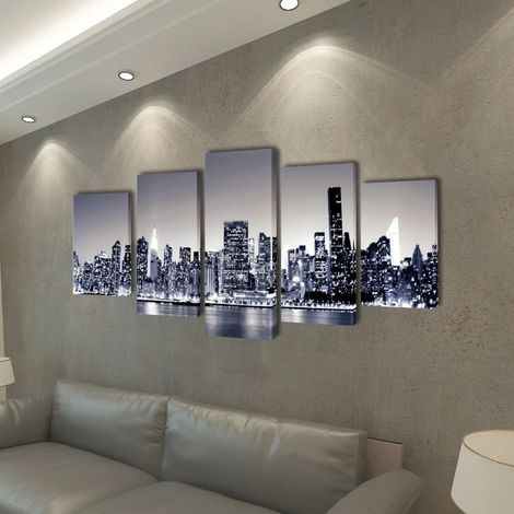 Set de toiles murales imprimées Horizon de New York monochrome CFW532227 (1/3)