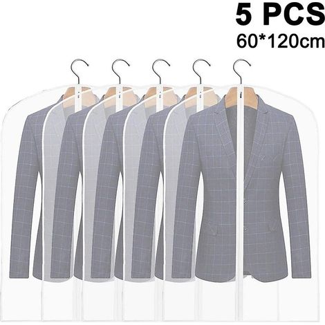 Housse De Rangement Pour Vêtements - Tissu Non Tissé Respirant - 60 X 100 Cm Et 60 X 120 Cm - Blanc Noir Gris - Lot De 5 (1/5)