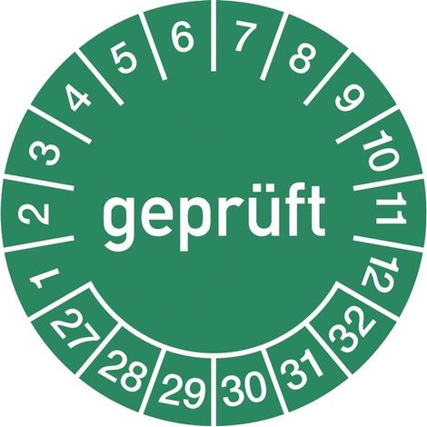 Mehrjahresprüfplakette Ø 30 mmgeprüft 2027 - 2032 Folie Beutel a 100 Stück