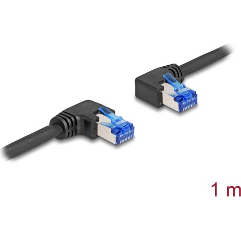 Delock Cable de red RJ45 Cat.6A S/FTP derecha/izquierda angulado 1 m negro