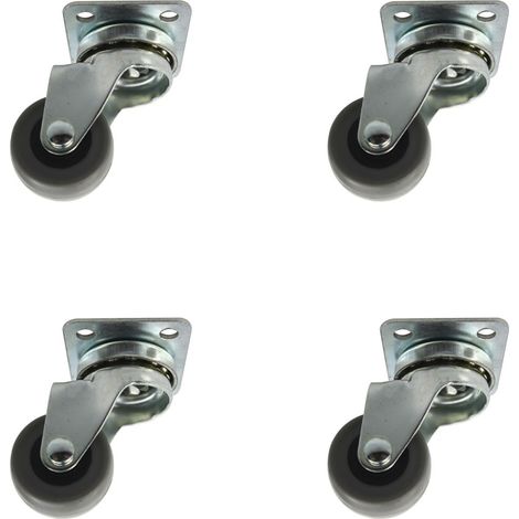 4er Set Hartgummirollen ø 30mm Möbeltransportrollen mit Anschraubplatte Metall (1/4)