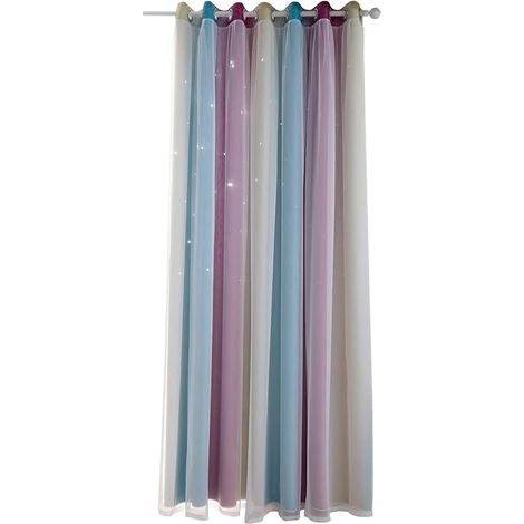 Rideaux occultants à rayures étoiles creuses pour salon chambre rideaux en Voile rideau occultant dégradé
