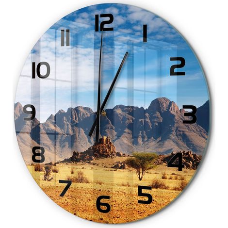 Horloge Murale Ronde Décoration Maison Classique Verre Trempé Silencieuse Rochers en Namibie fi 60 cm (1/5)