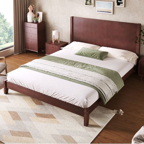 Bett Doppelbett Bettgestell 160 mal 200 Braun OKMYHOME (1/5)