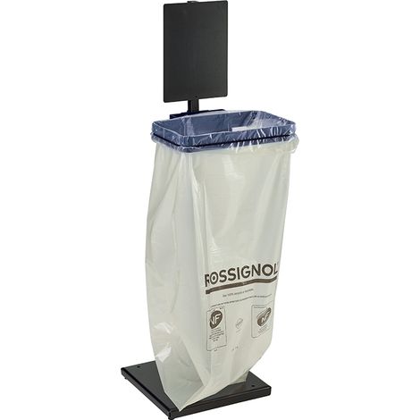 Support sac sans couvercle Rollec sur socle - 110l - bleu outremer - RAL 5002