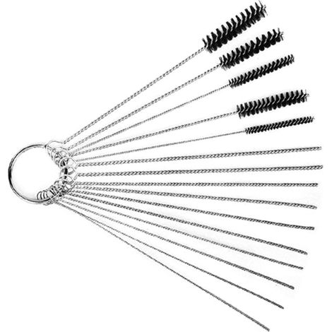 Brosses de nettoyage pour gicleurs, kit de nettoyage pour carburateurs Carb, 15 pièces, brosses en nylon et aiguilles de nettoyage