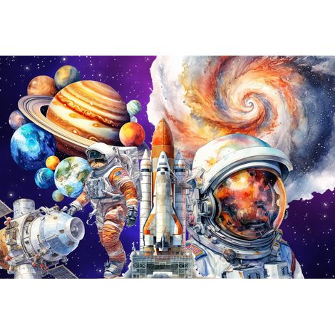 Kinderfototapete Weltraumexpedition, Planeten, Raketen, Galaxie M148 300x200 (1/5)