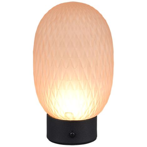Lampe de table, lampe d'appoint, LED, verre brunâtre, variateur tactile, fonctionnement à piles, H 20,5 cm (1/2)