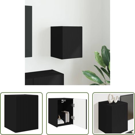 Meuble tv noir - Meuble TV mural Noir 30 x 31 x 40 cm Bois d'ingénierie (1/5)