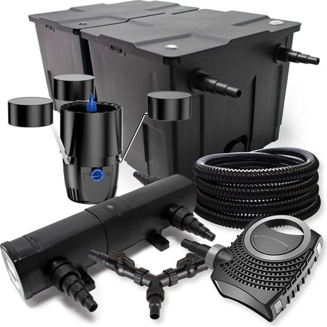 SunSun Kit Filtración estanque 60000l 36 W Clarificador neo10000 80 W bomba 25 m manguera skimmer