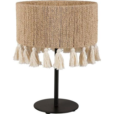 Lampe métal coton Charlotte noire beige (1/4)