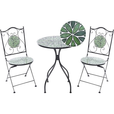 Conjunto de balcón de estilo hierro forjado plegable con azulejos de mosaico cerámico negro Civate