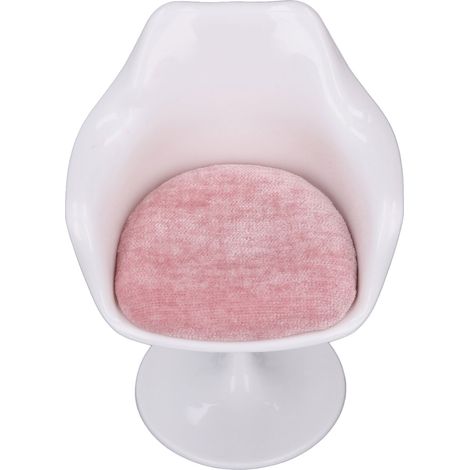 Chaise de bureau pour maison de poupée, en ABS blanc et rose, pieds ronds, style décontracté, pivotante, avec accoudoirs, pour maison de poupée à l'échelle 1:6 (1/5)