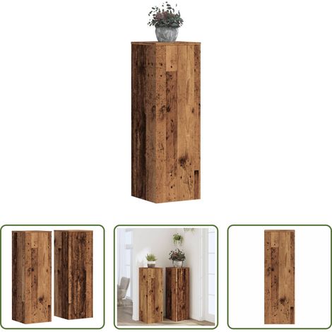 Holzwerkstoff - Pflanzenständer 2 Stk. Altholz-Optik 33x33x100 cm Holzwerkstoff (1/5)