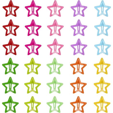 Lot de 30 Pinces à Cheveux Étoiles Colorées Antidérapantes, Accessoires Kawaii pour Filles et Femmes (1/5)