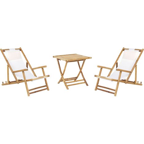 Bistro Set Folding ATRANI/MOLISE Bamboo Wood Light Brown (1/4)
