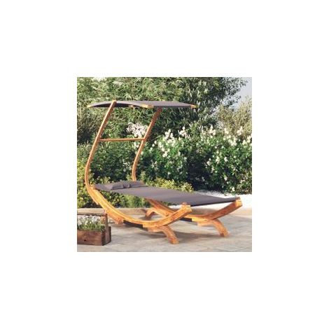 Lit repos et auvent 100x190x134 Bois courbé massif Anthracite (1/5)
