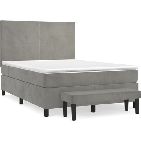 Maison Exclusive - Cama box spring con colchón terciopelo gris cl (1/5)