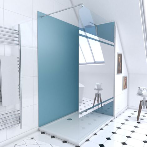 Pack Ducha 90x120 - Paneles Azul/Cromato + Plato + Mampara Espejo (1/4)