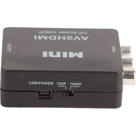 Convertisseur AV vers HDMI 1080P, faible consommation, noir, pour TV, alimentation 5V (1/5)