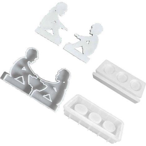 Lot de 2 moules à bougies pour la Saint-Valentin, bougeoirs pour couple, moules en silicone (1/5)