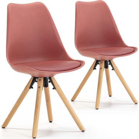 Set de 2 sillas Comedor Jeff Estilo nórdico Rojo, certificada por la SGS, 54 x 49 x 84 cm