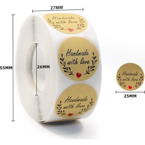 2 rollos de etiquetas de papel kraft para latas, pegatinas redondas de 25 mm (1000 hojas en total), etiquetas redondas para latas, Estilo 3 (1/5)