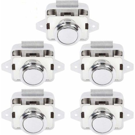 Bouton Poussoir Camping Car - Serrure Loquet Porte Fermeture Placard Bouton pour RV caravane de moteur 5 pièces Argent (1/5)