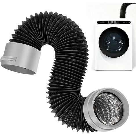 Tuyau d'évacuation d'air Ø 100 mm avec raccord souple flexible, tube flexible en PVC en aluminium avec 2 colliers de serrage en acier inoxydable, tuyau d'évacuation pour climatisation, sèche-linge (1/5)