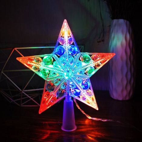 MINKUROW Nordic Christmas Tree Topper Star Con Luz Led Batería Crystal Bead Treetop (1/5)