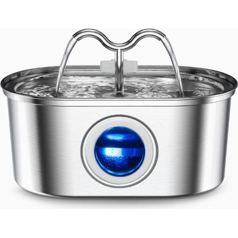 TENGYIF Fontaine pour Chat en Acier Inoxydable 3.2L, Distributeur d'eau Automatique pour Chat avec Éponge et Filtre à Charbon pour Chats, Chiens, Animaux (1/5)