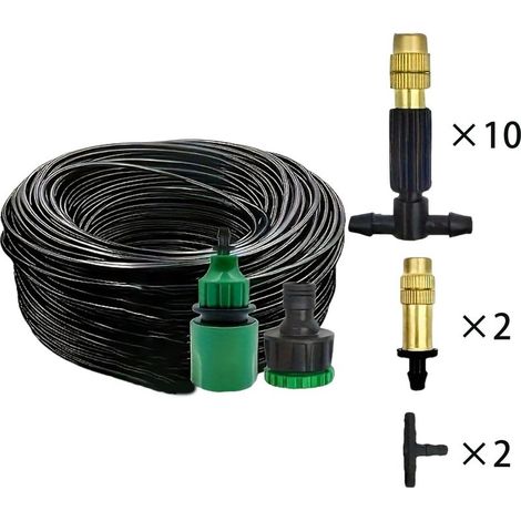 Brumisateur Terrasse Tuyau Brumisateur Terrasse Exterieur Kit Brumisateurs Terrasses Système de Brumisation Kit De Tuyau Brumisateurs Par Brume Pour Jardin Parasols (10m) (1/5)