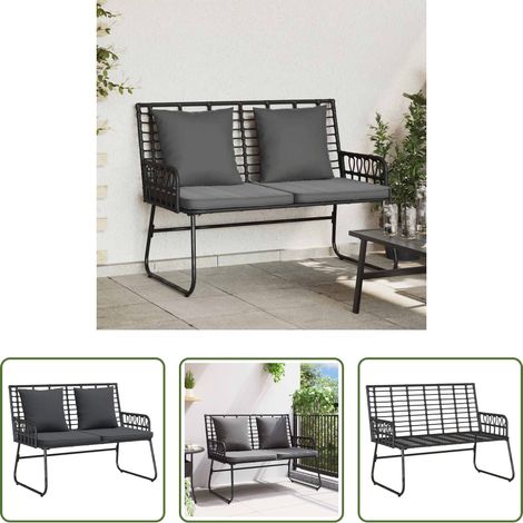 Poly-Rattan - Gartenbank Schwarz und Anthrazit Poly-Rattan (1/5)