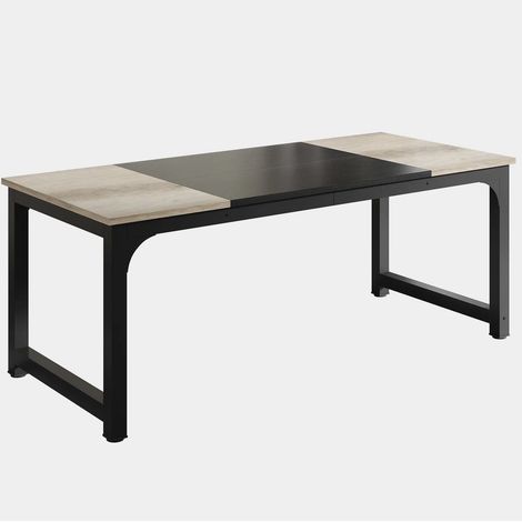 Scrivania rettangolare da ufficio 180x80x75 cm in metallo e legno nero e grigio (1/5)