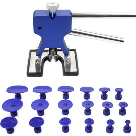 Kit Débosselage sans Peinture, Outil Débosselage Carrosserie avec 18 Ventouses Bleu pour Automobile, Réfrigérateur,Moto, Machine à Laver, Bleu (1/5)