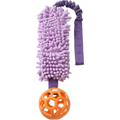 Juguete interactivo para perros con chirriador, cuerda de felpa suave y pelota hueca para morder, juguete masticable para mascotas para jugar y buscar, diseño colorido (1/5)