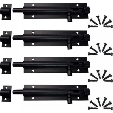 (Black 8.8cm) 4 Pieces Slide Bolt Outdoor Gate Latch, Door Latch, Slide Bolt Lock, Steel Door Bolt for Garden Gate, Bathroom Door, Wooden Door (1/5)