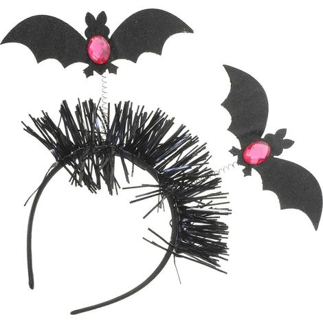 Serre-tête chauve-souris d'Halloween compatible avec les ailes de chauve-souris, pour une utilisation festive. Coiffe en plastique noir. (1/5)
