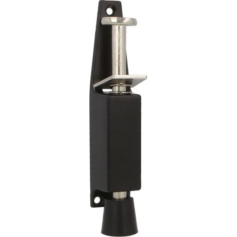 1 - Retenue De Porte - Butée Verticale - En Zamak Noir - Fonctionnement Au Pied Pour Bloquer La Porte - Idéal Maison Et Bureau - Noir - 12x2,5cm