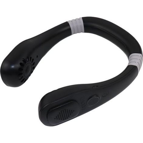 Ventola collo, ricaricabile batteria da 5000 mAh con lo schermo del LED, 3 velocità, pieghevole, nero (1/5)