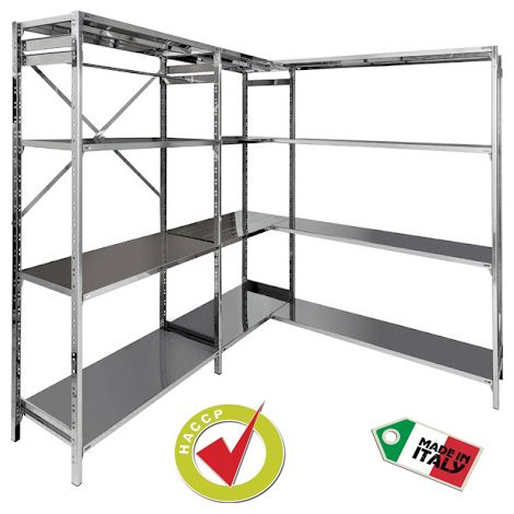 Scaffale in Acciaio Inox AISI 304 con 4 piani forati 60x50 altezza h 200cm