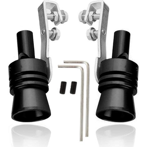 Turbo Sifflet 2 Pièces, Sifflet de Silencieux Simulateur Echappement Turbo Tuyau d'Échappement en Alliage d'Aluminium Universel pour Voitures et Motos, Taille L, Noir (1/5)