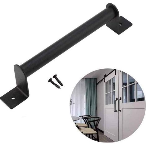 Poignée de porte de grange, poignée en acier inoxydable, poignée de porte de grange robuste en acier au carbone noir, pour maison, hôtel, porte coulissante, ferrures de placard pour portails en bois