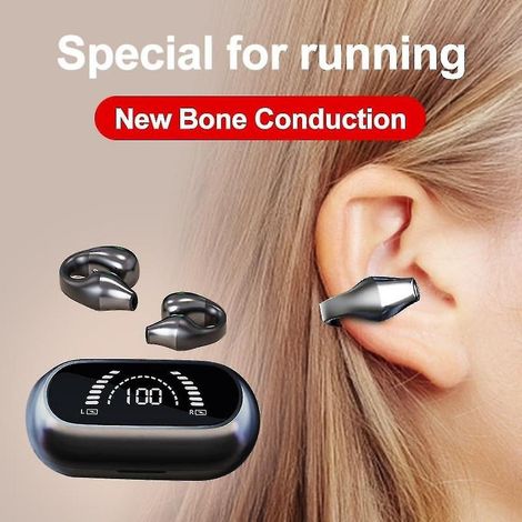 Écouteurs à conduction osseuse Bluetooth à clip auriculaire, écouteurs sans fil pour le sport, casque audio.