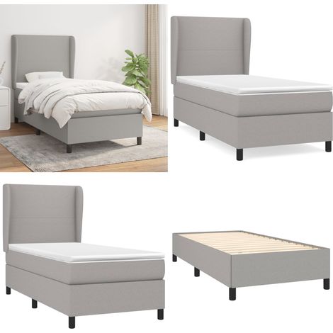 Boxspringbett mit Matratze Hellgrau 90x200 cm Stoff - Boxspringbett - Doppelbett - Schlafsofa - Bettenrahmen - Lattenrost - Home & Living