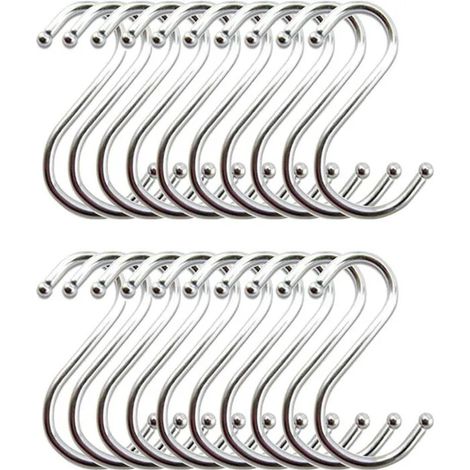Crochet S Acier Inoxydable, Crochet Cuisine Crochets en Forme de S Suspension Accroche Ustensiles de Cuisine(Lot de 20) (1/4)